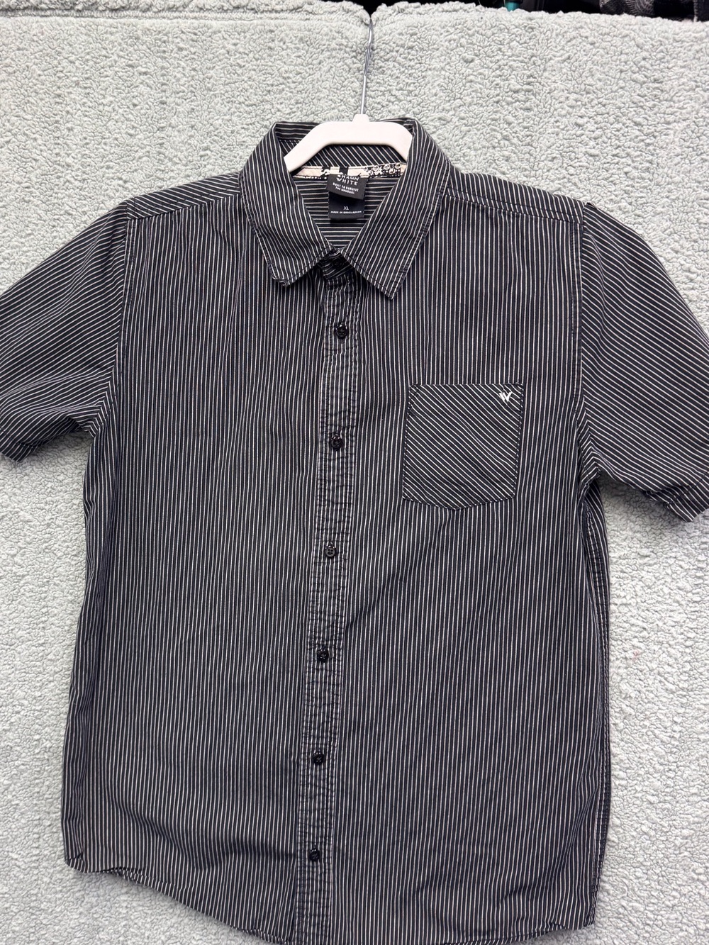 Shaun White Black & White Pinstripe Short Sleeve Button-Down